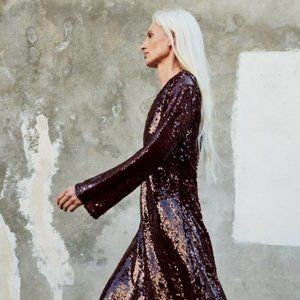 BNWT ZARA New Limited Edition Sequin Sparkly Dress Maroon Burgundy Size L